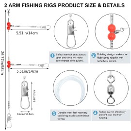 YOTO Fishing Leaders,Saltwater Tackle Rig with Swivels Snap, High-Strength Fishing Wire Gear Equipment for Lures Bait Or Hooks,1Arm and 2Arm