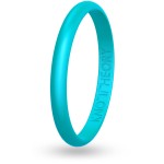 Knot Theory Aquamarine Thin Stackable Silicone Ring - 2mm Slim Wedding Band Size 4