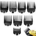8 PCS 8 Length Professional Hair Clipper Guide Combs, Replacement Guards Set, Attachment Guide Combs, Great Fits for All Full-Size Wahl Clippers/Trimmers(Black)