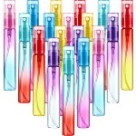 Patelai 18 Pieces 8 ml Mini Perfume Spray Bottles Atomizer Portable Travel Mister Refillable Empty Container Colorful Glass Bottles for Cleaning, Travel, Essential Oils, Perfume, 6 Gradient Colors