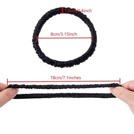 MAXFEEL 100% Pure Muberry Silk Hair Scrunchie Small Silk Scrunchy Skinny Hair Ties No Damage Elastic Scrunchies Holder For Breakage Prevention Black 3 Pack