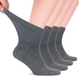 Hugh Ugoli Diabetic Socks for Men, Loose Ankle Socks Rayon derived from Bamboo, Extra-Wide, Thin, Seamless Toe and Non-Binding Top, 4 Pairs, Melange Gray, Shoe Size: 11-13