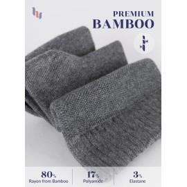 Hugh Ugoli Diabetic Socks for Men, Loose Ankle Socks Rayon derived from Bamboo, Extra-Wide, Thin, Seamless Toe and Non-Binding Top, 4 Pairs, Melange Gray, Shoe Size: 11-13