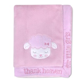 Baby Essentials 30x40 Fleece Baby Blanket with Satin Trim for Boys, Girls Baby Blanket with Door Dcor (Sheep with Sign)