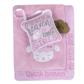 Baby Essentials 30x40 Fleece Baby Blanket with Satin Trim for Boys, Girls Baby Blanket with Door Dcor (Sheep with Sign)