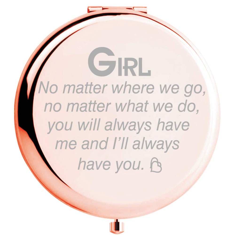 Fnbgl Personalized Travel Pocket Makeup Mirror Girl You Will Always Have Me Compact Mirror Gift for Sister Friends Girls Daughter Graduation Present Birthday Gift Makeup Mirror