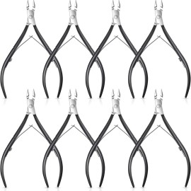 8 Pieces Cuticle Trimmer Stainless Steel Cuticle Nippers Pointed Blade Dead Skin Cutter Clipper Remover Scissors Manicure Tools for Fingernails and Toenails(Black)