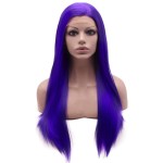 Mxangel Long Straight Violet Purple Heat Friendly Fiber Lace front Cosplay Party Wig