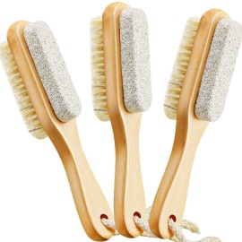 3 Pieces Foot File Rasp Callus Remover Pumice Stone Rasp Brush Double Sided Foot Scrubber Exfoliator with Pumice Stone and Bristle Brush Foot Scraper Pedicure Tools for Dry Dead Skin Foot Care