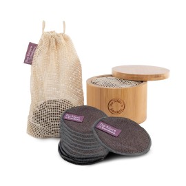 14 pcs Reusable Makeup Remover Pads | with Washable Laundry Mini Cotton Beauty Bag, Soft Reusable Face Pad for Facial Cleansing Wipes Skincare Set in Bamboo Holder for Storage of Cleansing Wipes