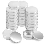 Foraineam 24 Pack 8 oz / 240ml Round Aluminum Tin Cans with Screw Top Lids - Large Metal Empty Tea Storage Case Jars - Spice Salve Hair Wax Cosmetic Cream Containers