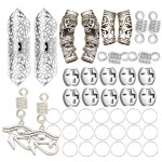 RechicGu Vintage Silver 42Pcs Dreadlock Loc Beard Beads Viking Rasta Updo Braid Hair Dress Pin Accessories Egyptian Swirl Cross Dragon