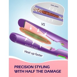 ANGENIL Professional Ion Flat Iron Curling Iron in One, Hair Straightener and Curler 2 in 1, Dual Voltage Twist Flat Irons with Digital LCD Display Adjustable Temp for All Hair Types