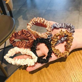 Shuiniba Silk Scrunchies, Small Skinny Elastics Hair Bows and Ponytail Holders, Soft Hair Ropes for Women and Girls Accessories (18 Pack, Colorful)