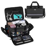 CURMIO Nurse Bag, Medical Bag with Inner Dividers and No-Slip Bottom for Home Visits, Health Care, Hospice, For Nursing Students, Physical Therapists, Doctors,Black (Patent Pending)
