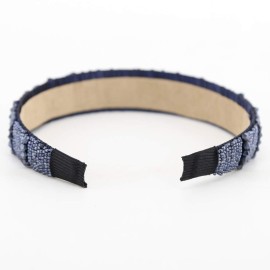 BTWTRY Navy Blue Broadside Hand Made Crystal Headband Fashion Lssuing Boutique Press Hair Headband for Woman and Girl Hair Accessories (Navy Blue)