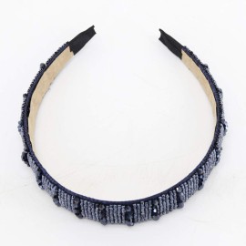 BTWTRY Navy Blue Broadside Hand Made Crystal Headband Fashion Lssuing Boutique Press Hair Headband for Woman and Girl Hair Accessories (Navy Blue)