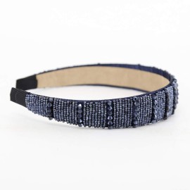 BTWTRY Navy Blue Broadside Hand Made Crystal Headband Fashion Lssuing Boutique Press Hair Headband for Woman and Girl Hair Accessories (Navy Blue)