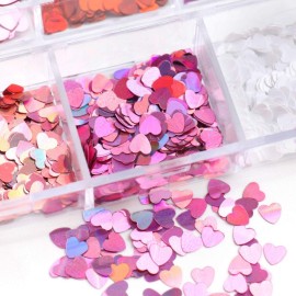 3D Heart Nail Art Stickers Glitter Decals Love Nail Sequins Laser Heart Nail Supplies Sparkle Nail Flakes Mixed Size Colorful Shiny Design for Acrylic Nail Supplies Charms Nail Decorations Accessories