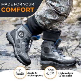 Foxelli Wading Boots - Lightweight Fly Fishing Boots for Men, Rubber Sole Wading Shoes