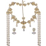 CROWN GUIDE Bridal Headband and Earrings Crystal Jewelry Set Wedding Headpiece for Women Brides Tiara Rhinestone Hair Accessories Gold