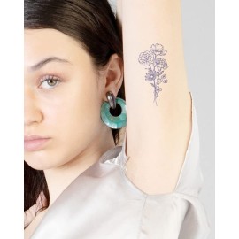 Inkbox Temporary Tattoos, Semi-Permanent Tattoo, One Premium Easy Long Lasting, Water-Resistant Temp Tattoo with For Now Ink - Lasts 1-2 Weeks, Peony Tattoo, 4 x 4 in, Amore