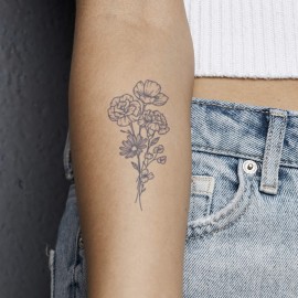 Inkbox Temporary Tattoos, Semi-Permanent Tattoo, One Premium Easy Long Lasting, Water-Resistant Temp Tattoo with For Now Ink - Lasts 1-2 Weeks, Peony Tattoo, 4 x 4 in, Amore