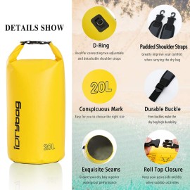 IDRYBAG Dry Bag for Kayaking Waterproof 2L/5L/10L/15L/20L, Small Dry Sack Waterproof Bag for Boating IDRYBAG Dry Bag for Kayaking Waterproof 2L/5L/10L/15L/20L, Small Dry Sack Waterproof Bag for Boating