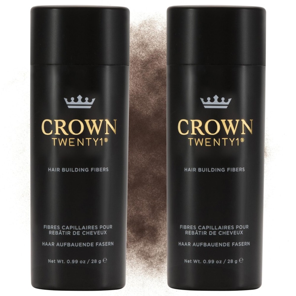 CROWN Hair Building Fibers Multipack (2 x 28g) - Instantly Cover Fine & Thinning Hair for a Thicker, Fuller Look - A Natural Keratin Concealer - 13 Shades for Men & Women - Light Brown