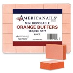Americanails Mini Orange Buffers - (180/240 Grit) - Professional Salon Quality Buffing Blocks for Nails - Buff Nails Prior to Application of Polish, Gel Polish, Gel, Acrylic, Double-Sided, 50 Ct