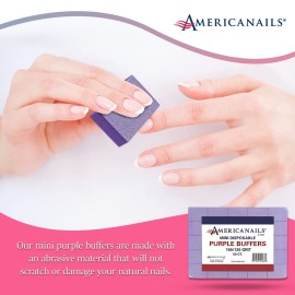 Americanails Mini Purple Buffers - (100/120 Grit) - Professional Salon Quality Buffing Blocks for Nails - Buff Nails Prior to Application of Polish, Gel Polish, Gel, Acrylic, Double-Sided, 50 Ct