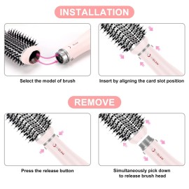 IG INGLAM 4 in 1 Blowout Hair Dryer Brush Set - Negative Ion Detachable Hair Dryer, Volumizer Styler with 2 Brush Heads, Pink
