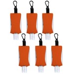 Empty Bottle for Hand Sanitizer Gel Products Liquid Soap 6 Pack 1 OZ Travel Sized Holder Keychain Carriers Flip Cap Reusable Portable (Orange1)