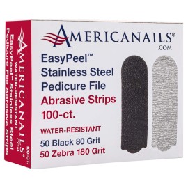 Americanails EasyPeel Pedicure Abrasive Strips for Foot File - Professional Foot Care Pedicure - Hard Cracked Skin, Corns, Callus, Dead Skin Remover for Smooth Feet - Foot Scrub Care Tool (100 Pack)