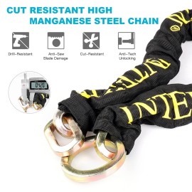 INTEKIN Motorcycle Chain Locks 3.6FT Motorcycle Lock 10mm/0.42inch Thick Bike Chain Lock Heavy Duty Chain Lock with 16mm/0.64inch Disc Lock for Motorcycles, Scooters, Gates and More, Blue