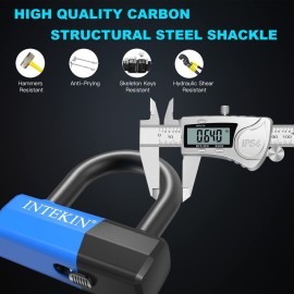 INTEKIN Motorcycle Chain Locks 3.6FT Motorcycle Lock 10mm/0.42inch Thick Bike Chain Lock Heavy Duty Chain Lock with 16mm/0.64inch Disc Lock for Motorcycles, Scooters, Gates and More, Blue