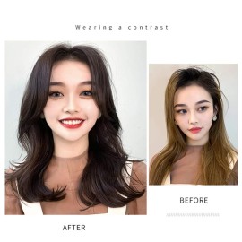 Middle Part Fringe Skin Base Topper 14 French Wavy Style Clip in Hairpiece for Women Crown Thinning Hair Dark Reddish Brown