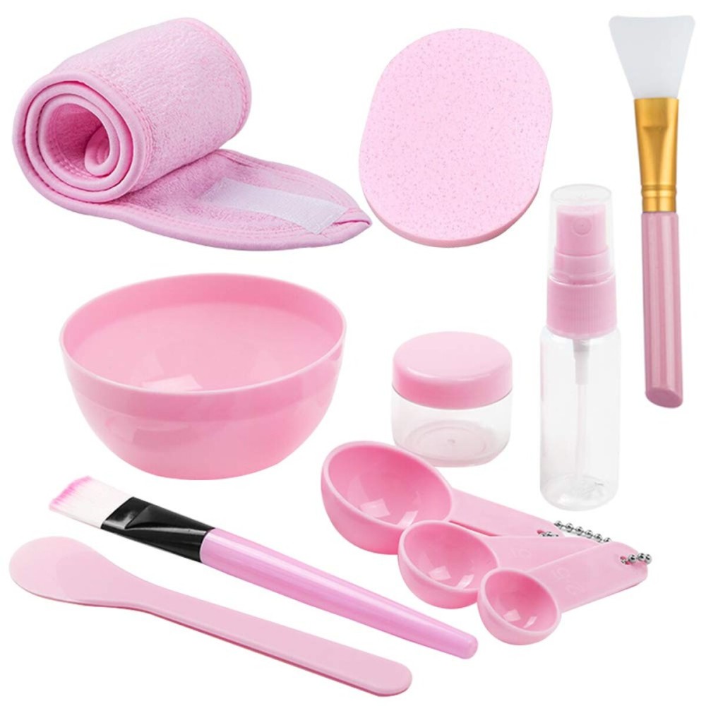 DIY Facemask Mixing Tool Set,YuCool DIY Mask Mixing Bowl Set Silicone Bowls for Facials-Pink