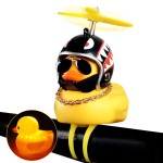 wonuu Rubber Duck Toy Car Ornaments Yellow Duck Car Dashboard Decorations Squeeze Duck Bicycle Horns with Propeller Helmet