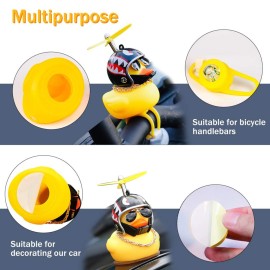 wonuu Rubber Duck Toy Car Ornaments Yellow Duck Car Dashboard Decorations Squeeze Duck Bicycle Horns with Propeller Helmet