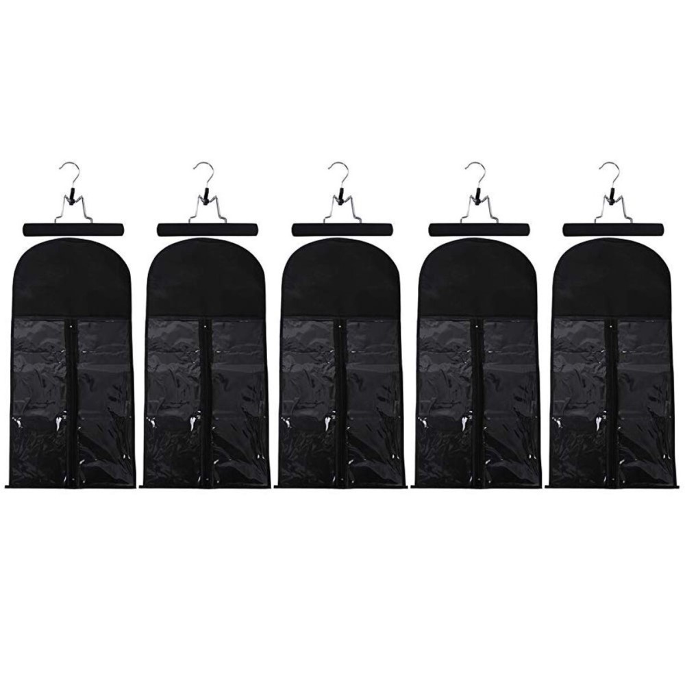 5pcs Wig Storage Bags with 5pcs Wooden Hangers Hair Extensions Carrier Holder Dustproof Case Pouch Beauty Hair Salon Organizer for Daily Use & Travel (Black Wig Bags+Black Hangers) 5pcs Wig Storage Bags with 5pcs Wooden Hangers Hair Extensions Carrier Holder Dustproof Case Pouch Beauty Hair Salon Organizer for Daily Use & Travel (Black Wig Bags+Black Hangers)