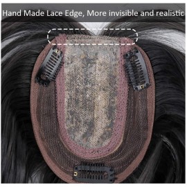 LesafeV Middle Part Fringe Skin Base Topper 14 French Wavy Style Clip in Hairpiece for Women Forehead Thinning Hair Light Brown