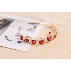 HEIKLN Descendant Gold Tiara Red Heart Crown and Necklace Rise of Red Jewelry Set Queen of Hearts Evie Costume Fan Jewelry Gift for Girls Teen Party HEIKLN Descendant Gold Tiara Red Heart Crown and Necklace Rise of Red Jewelry Set Queen of Hearts Evie Costume Fan Jewelry Gift for Girls Teen Party
