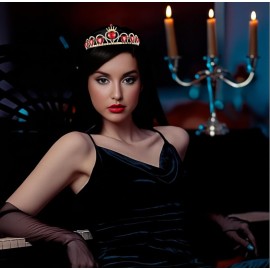 HEIKLN Descendant Gold Tiara Red Heart Crown and Necklace Rise of Red Jewelry Set Queen of Hearts Evie Costume Fan Jewelry Gift for Girls Teen Party HEIKLN Descendant Gold Tiara Red Heart Crown and Necklace Rise of Red Jewelry Set Queen of Hearts Evie Costume Fan Jewelry Gift for Girls Teen Party