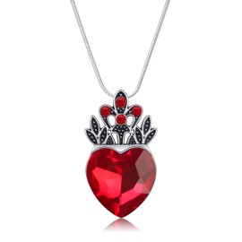 HEIKLN Descendant Gold Tiara Red Heart Crown and Necklace Rise of Red Jewelry Set Queen of Hearts Evie Costume Fan Jewelry Gift for Girls Teen Party HEIKLN Descendant Gold Tiara Red Heart Crown and Necklace Rise of Red Jewelry Set Queen of Hearts Evie Costume Fan Jewelry Gift for Girls Teen Party