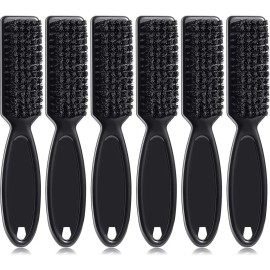 6 Pieces Fade Brush Barber Blade Hair Trimmer Nylon Duster Tool for Clipper Cleaning (Black)