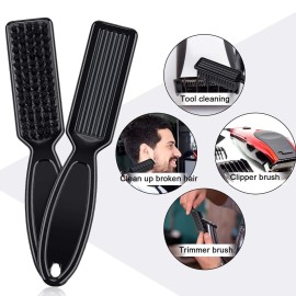 6 Pieces Fade Brush Barber Blade Hair Trimmer Nylon Duster Tool for Clipper Cleaning (Black)