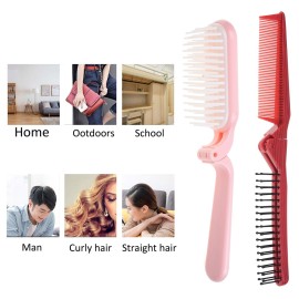 Kare & Kind 4x Foldable Hairbrush and Comb - Pocket-Sized Grooming Tool for Travel - Fine and Wide Tooth Anti-Static Comb and Brush - For Straight, Curly, Fine, Thick Hair - Home, Purse, Gym, Bag, Car Kare & Kind 4x Foldable Hairbrush and Comb - Pocket-Sized Grooming Tool for Travel - Fine and Wide Tooth Anti-Static Comb and Brush - For Straight, Curly, Fine, Thick Hair - Home, Purse, Gym, Bag, Car