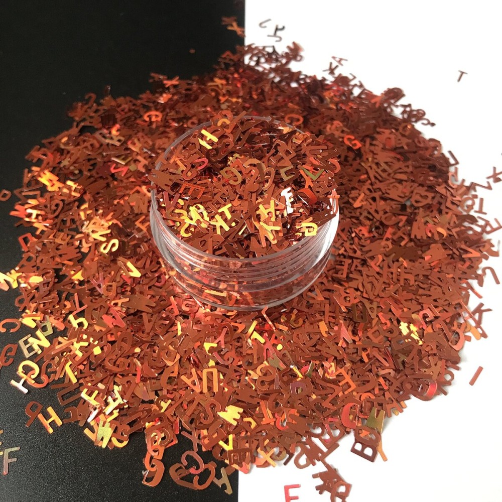 10g Ultrathin 4mm Letter Shape Sequins Nail Glitter Paillettes Laser Silver Eo-Friendly PET Sequin Nails Art Manicure Material LB400-26Letter