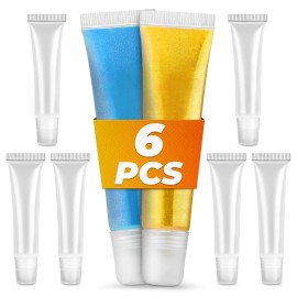 ZOKLU 6Pcs Empty Lip Gloss Tubes - 10ml Lip Balm Tubes Empty Chapstick Tubes Refillable Lip Balm Squeeze Tube Cute Lip Gloss Tubes - Clear Lip Gloss Containers Lip Balm Containers Bulk Lip Gloss Tube